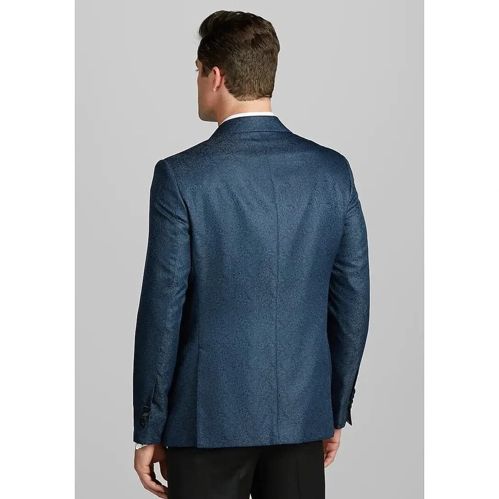 Jos A. Bank Men's Paisley Formal Dinner‎ Jacket Blazer 44L Blue Teal C060438